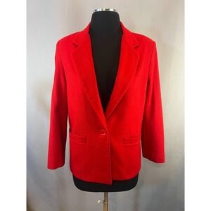 Vintage Dumas Petite Red 100% Wool Blazer Jacket Made in USA Single Button Lined